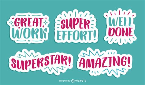 Motivational Positive Quotes Sticker Set Vector Download