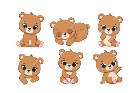 Premium Vector A Collection Of Cute Teddy Bears Vector Illustration In Cartoon Style