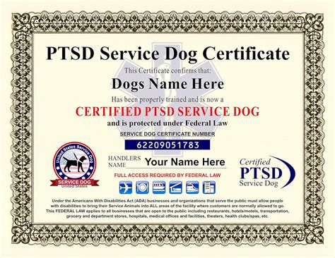 Printable Service Dog Certificate Pdf Printable Form