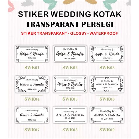 Jual Mp Stiker Wedding Transparan Kotak Stiker Souvenir Pernikahan