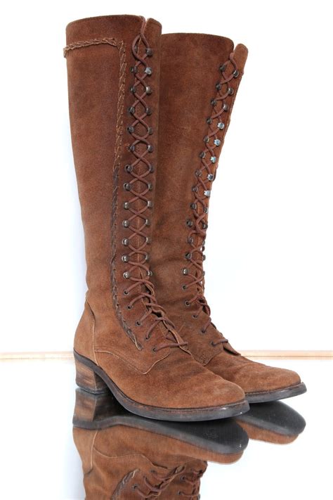 Brown Suede Lace Up Riding Boot 75 By Blackgatestudio On Etsy