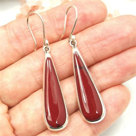 Red Jasper Earrings And Sterling Silver Dangle Ag772 Jewelry Etsy