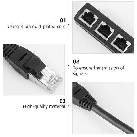 Doitool Rj45 Ethernet Cable Adapter Splitter 1 Male To 3 Female Port Lan Network Plug 3 In 1