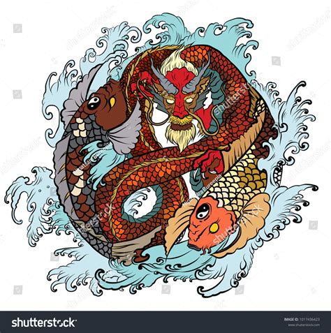 koi fish with dragon tattoo