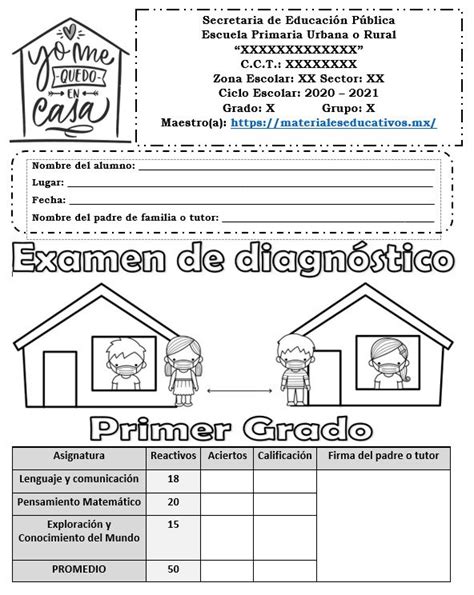 Examen De Diagn Stico Del Primer Grado Para El Ciclo Escolar