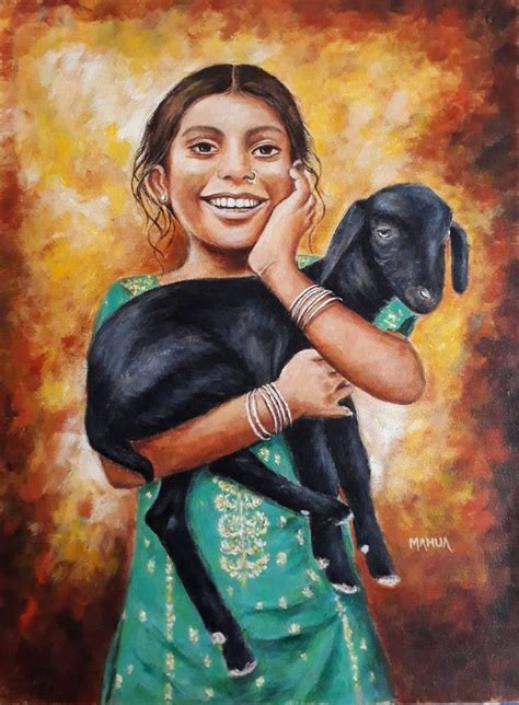 Shepherdess Painting By Mahua Pal Saatchi Art