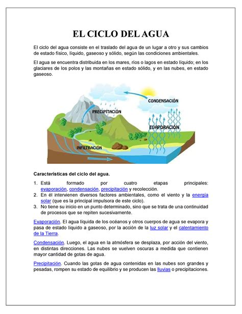 Ciclo Del Agua El Agua Se Encuentra Distribuida En Los Mares R Os O