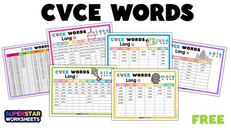 Cvce Words List Superstar Worksheets