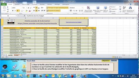 Examens MOS Excel 2010 Question 13 YouTube