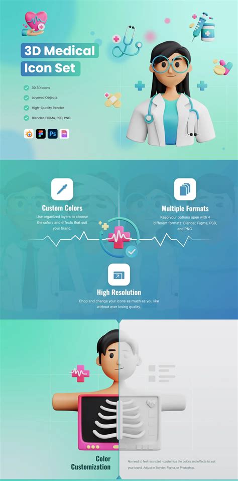 D D Medical And Healthcare Icon Set