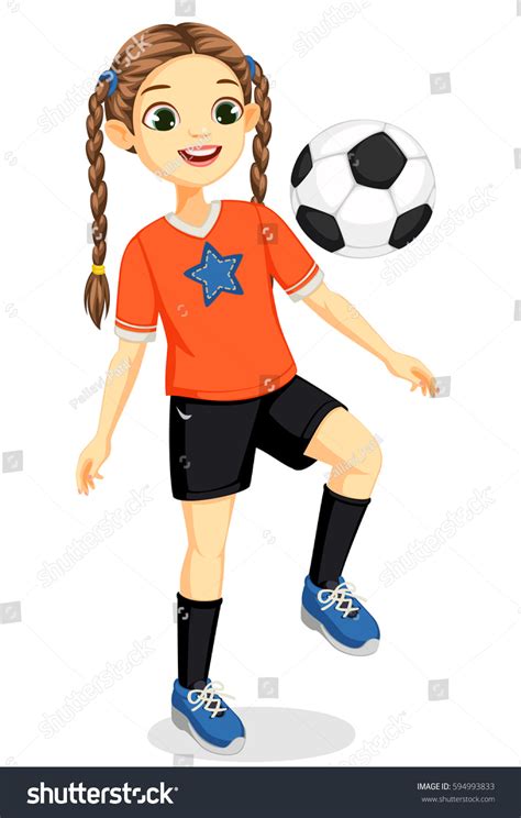 Illustration Young Soccer Player Girl Stock Vector (Royalty Free) 594993833 | Shutterstock