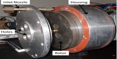 Entire Tesla Turbine Assembly Showing The Rotor Blades Housing Inlet Download Scientific