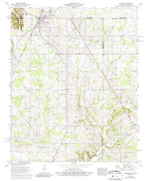 Classic USGS Ardmore Alabama 7.5'x7.5' Topo Map – MyTopo Map Store