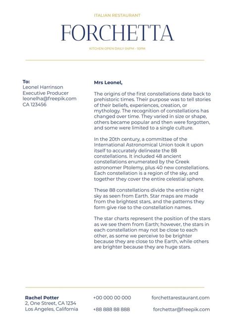 Free Restaurant Letterhead Templates To Design I Wepik