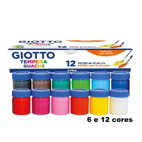 Tinta Tempera Guache GIOTTO 6 Ou 12 Cores Shopee Brasil