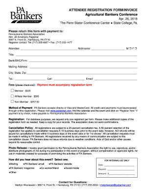 Fillable Online ATTENDEE REGISTRATION FORM INVOICE Fax Email Print