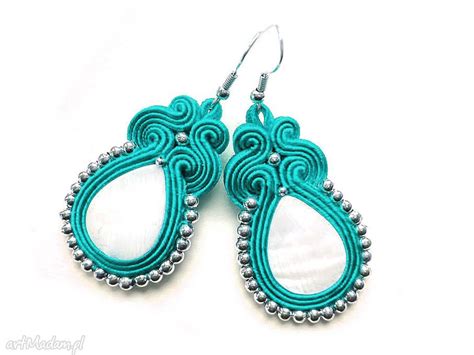 kolczyki sutasz masa perłowa turkusowe molicka Earrings Soutache