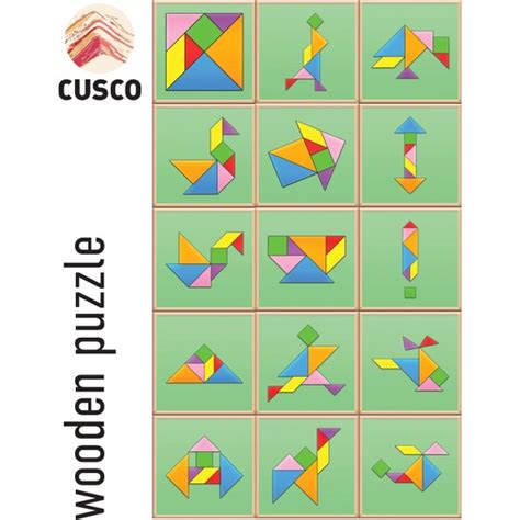 Cuscohome Ahşap Zeka Oyunu Puzzle ve Tangram Seti Zeka Fiyatı