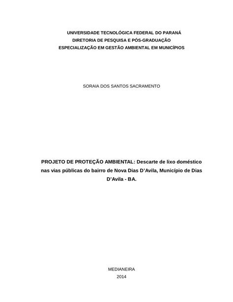 PDF PROJETO DE PROTEÇÃO AMBIENTAL Descarte de lixo repositorio roca