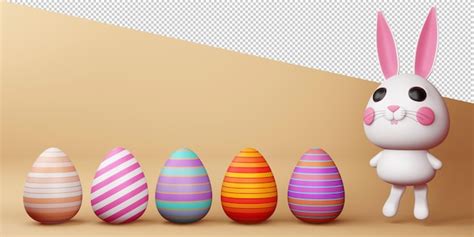 Feliz D A De Pascua Con Lindo Conejito Con Huevo Colorido En