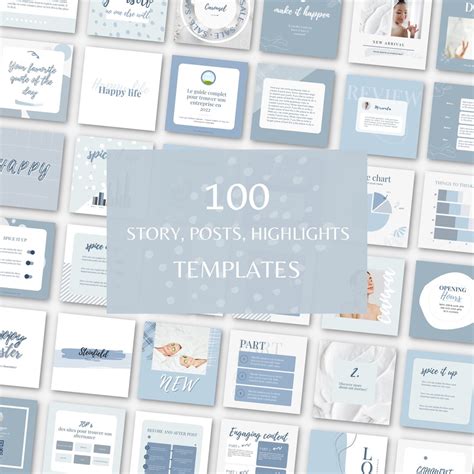 100 Blue Instagram Template, Baby Blue Posts, Blue Highlights and Story, Beauty - Etsy