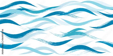 Seamless Wave Pattern Hand Drawn Water Sea Modern Vector Background