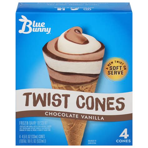 Save On Blue Bunny Twist Cones Frozen Dairy Dessert Chocolate Vanilla