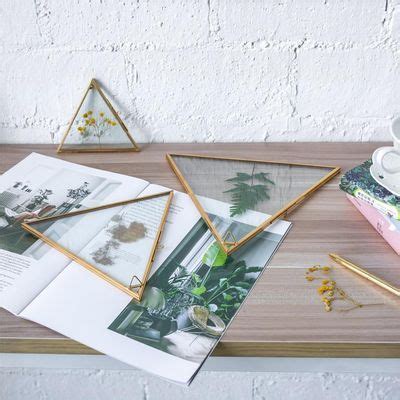 NCYP Hanging Wall Triangle Herbarium Brass Glass Frame For Etsy