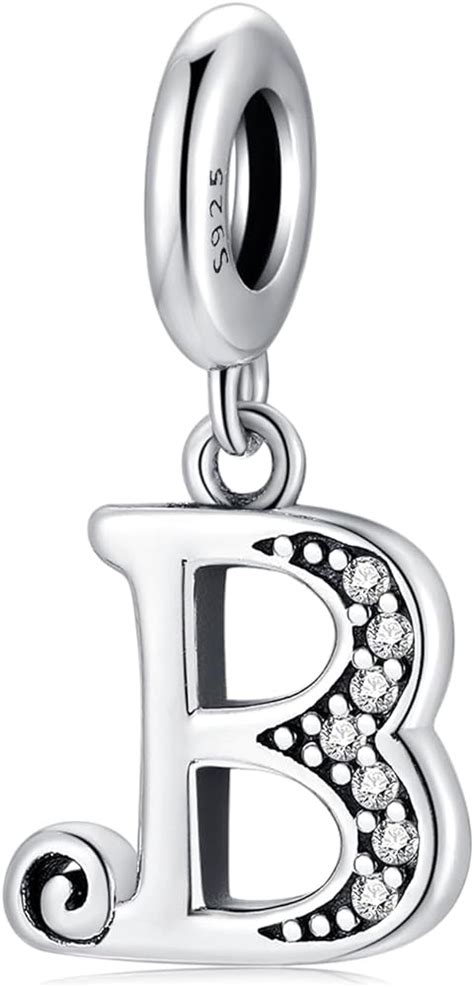 Alphabet Charm Initial Charm Letter B Charm Bead In 925 Sterling Silver