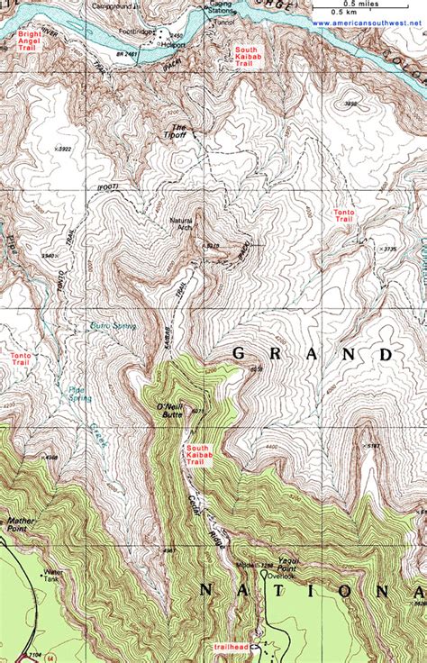 Grand Canyon Kaibab Trail Map