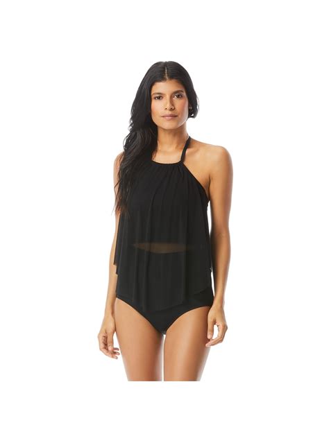 Coco Reef Aura Mesh Ruffle Cropped Bra Sized Underwire Tankini Top Classic Solids Coco Reef