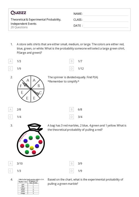 50 Experimental Probability Worksheets For 9th Grade On Quizizz