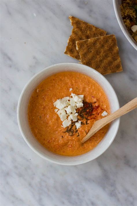 Geroosterde Paprika Feta Dip Met Een Vleugje Chili Feelgoodbyfood