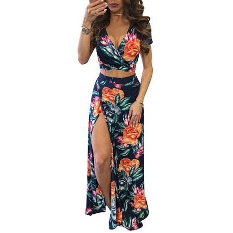 Yjsfg House Elegant Women Summer Long Maxi Dresses Two Piece Set Sexy