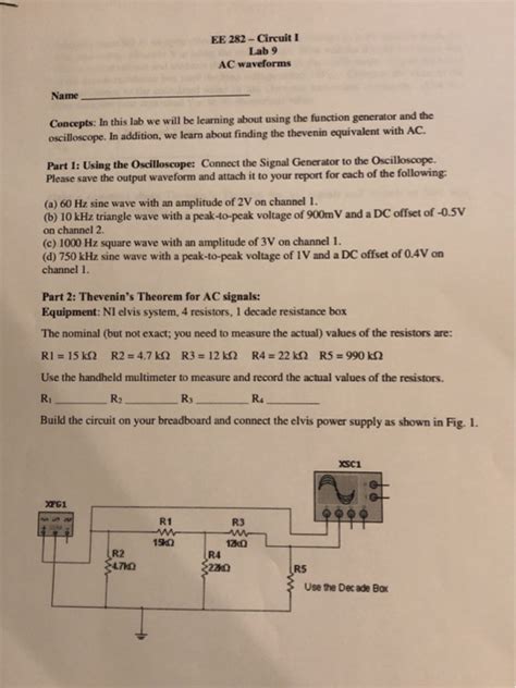 Solved Ee Circuit I Lab Ac Waveforms Name Concepts In Chegg