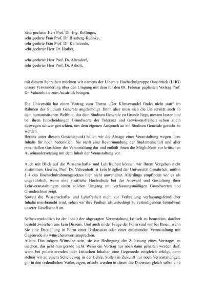 Sehr geehrter Herr Prof Dr Liberale Hochschulgruppe Osnabrück