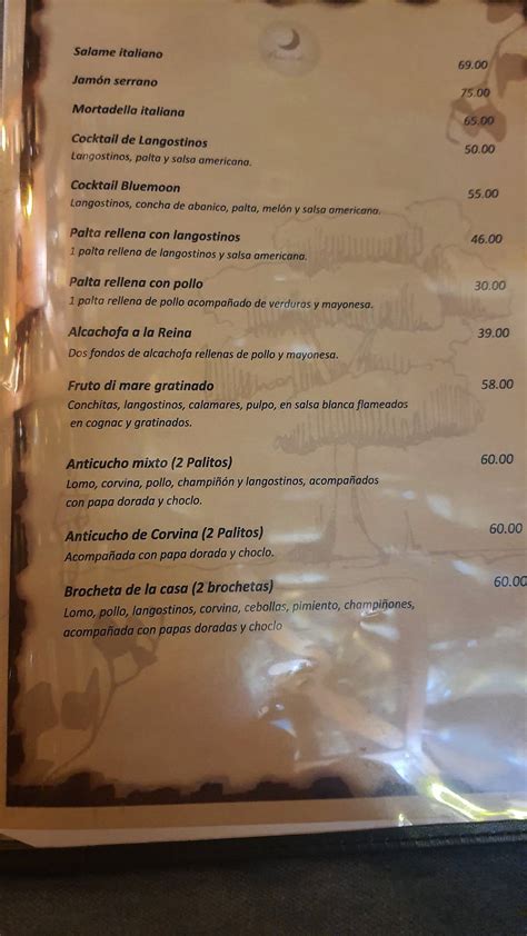 Menu At Blue Moon Restaurant Lince