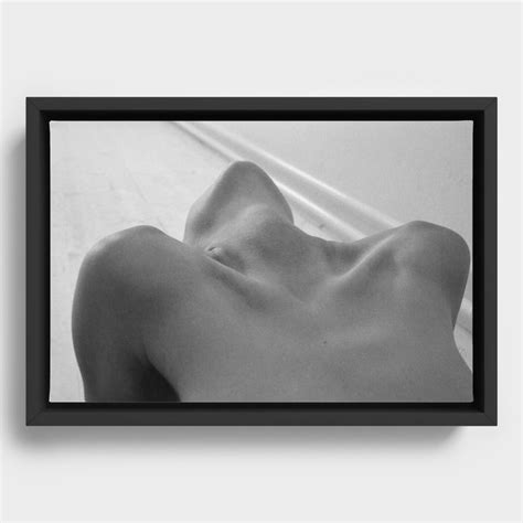 Reclining Nude Female Torso Bodyscape Black And White Photograph