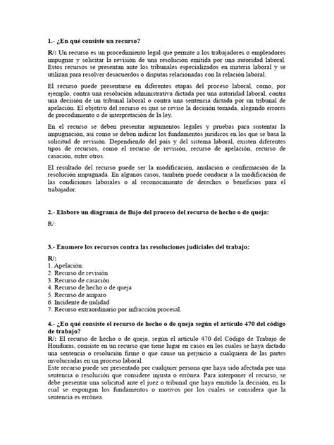 Cuestionario Derecho Procesal Laboral 3er Parcial 3p 2023 Pdf