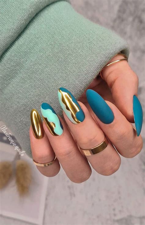 Stylish Nail Art Design Ideas To Wear In 2021 Chrome And Teal Nails