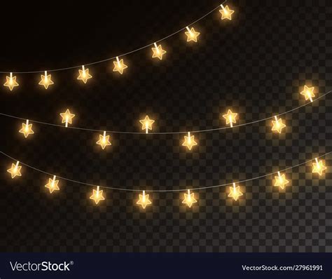 Christmas star lights isolated on dark transparent