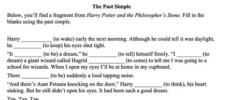 Harry Potter Past Simple Fill In The Blanks