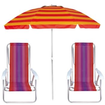 Mandiali E Shop Kit Guarda Sol Praia Piscina M Laranja