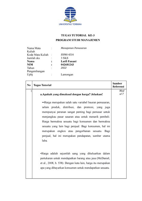 Tt Manajemen Pemasaran Lutfi Fanani Tugas Tutorial Ke