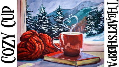 How To Paint Book Red Coffee Cup Snowscape Window Fantasy Acrylic