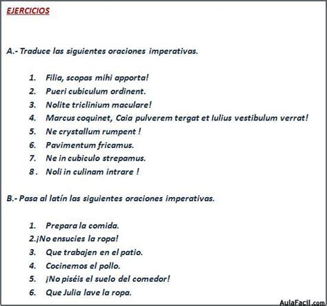 Oraciones Imperativas Lat N Intermedio