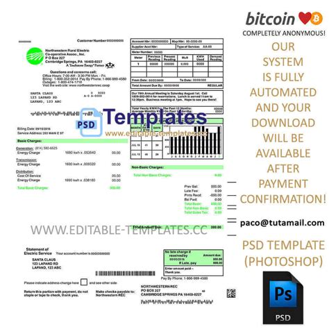 Usa Electric Bill Template Editable Templates