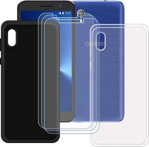 Coque Souple Cristal Pour Alcatel 1 2021 Noir Transparent Avec 3