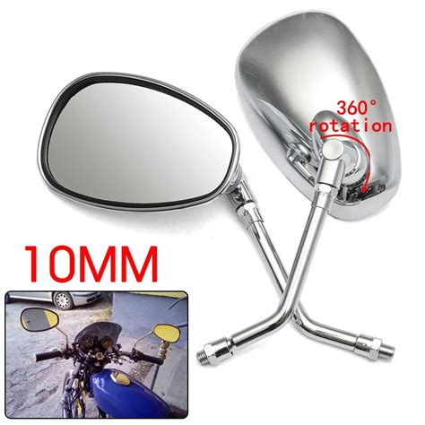 1 Pair 10mm Silver Motorcycle Motorbike Rearview Side Mirrors For Honda