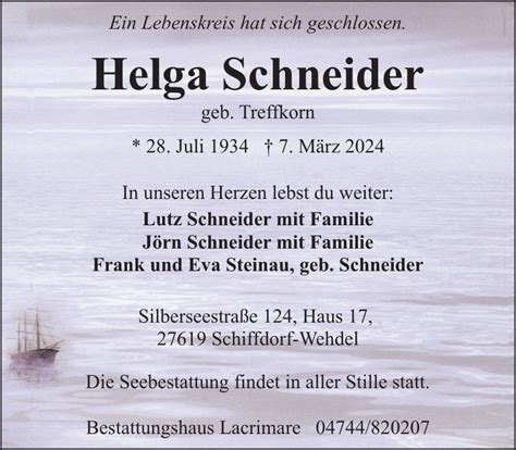 Helga Schneider Gedenken Nordsee Zeitung